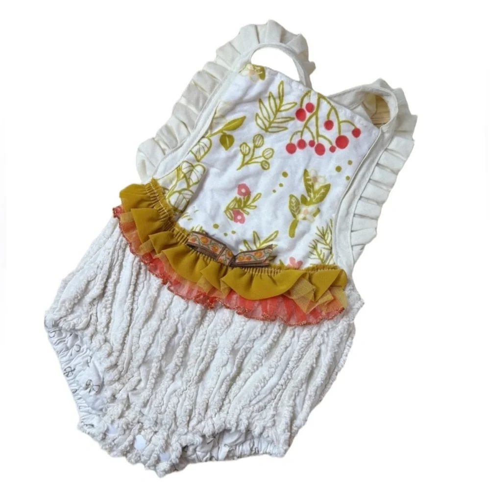 Liboosha Handmade Romper. Size 6-12 Month. HTF. Vintage Fabric. Great Condition